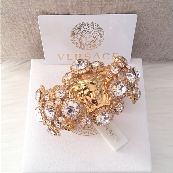 Versace Blooming Medusa Gold Crystal Cuff Bracelet - Picture 3 of 8